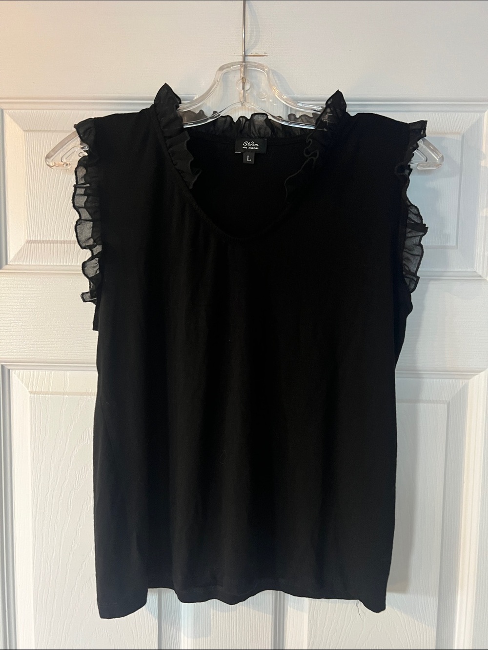 Storm Black Ruffle Sleeve V-Neck Blouse